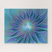 Blauwe Paarse bloem Abstracte fractale kunst Legpuzzel (Horizontaal)