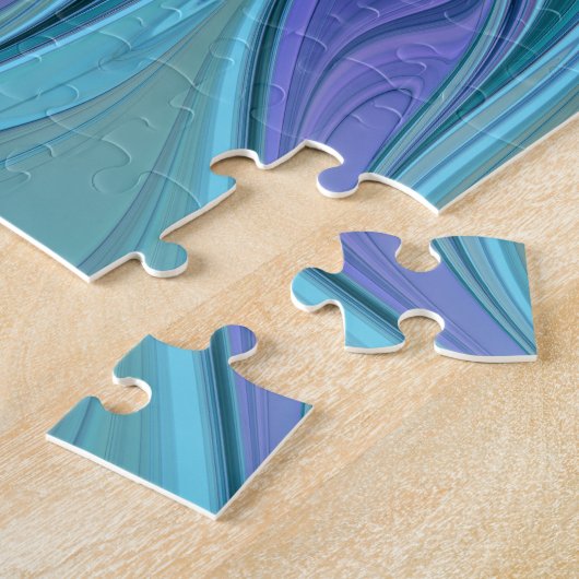 Blauwe Paarse bloem Abstracte fractale kunst Legpuzzel (Zijkant)