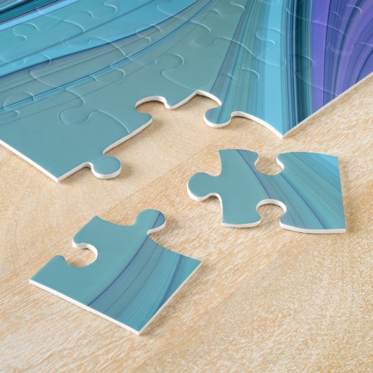 Blauwe Paarse bloem Abstracte fractale kunst Legpuzzel (Zijkant)