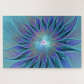 Blauwe Paarse bloem Abstracte fractale kunst Legpuzzel (Horizontaal)