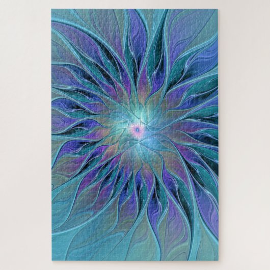 Blauwe Paarse bloem Abstracte fractale kunst Legpuzzel (Verticaal)