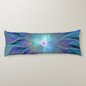 Blauwe Paarse bloem Abstracte fractale kunst Lichaamskussen (Achterkant)