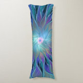Blauwe Paarse bloem Abstracte fractale kunst Lichaamskussen (Voorkant Verticaal)