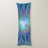Blauwe Paarse bloem Abstracte fractale kunst Lichaamskussen (Achterkant (Verticaal))