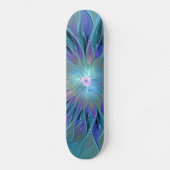 Blauwe Paarse bloem Abstracte fractale kunst Persoonlijk Skateboard (Voorkant)