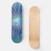 Blauwe Paarse bloem Abstracte fractale kunst Persoonlijk Skateboard (Voorkant)