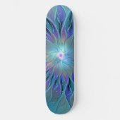 Blauwe Paarse bloem Abstracte fractale kunst Persoonlijk Skateboard (Voorkant)