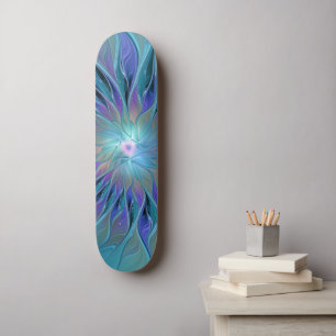 Blauwe Paarse bloem Abstracte fractale kunst Persoonlijk Skateboard