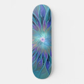 Blauwe Paarse bloem Abstracte fractale kunst Persoonlijk Skateboard (Voorkant)