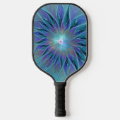 Blauwe Paarse bloem Abstracte fractale kunst Pickleball Paddle (Voorkant)