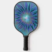 Blauwe Paarse bloem Abstracte fractale kunst Pickleball Paddle (Achterkant)