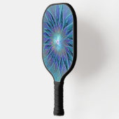 Blauwe Paarse bloem Abstracte fractale kunst Pickleball Paddle (Links)