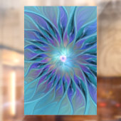 Blauwe Paarse bloem Abstracte fractale kunst Raamsticker (Vel 2)