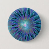 Blauwe Paarse bloem Abstracte fractale kunst Ronde Button 5,7 Cm (Voorkant)