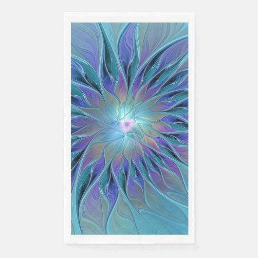 Blauwe Paarse bloem Abstracte fractale kunst Servet (Voorkant)