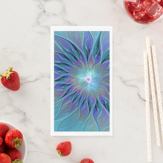 Blauwe Paarse bloem Abstracte fractale kunst Servet (Insitu)