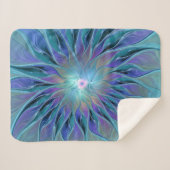 Blauwe Paarse bloem Abstracte fractale kunst Sherpa Deken (Voorkant (horizontaal))