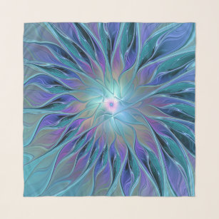 Blauwe Paarse bloem Abstracte fractale kunst Sjaal