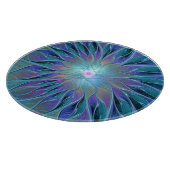 Blauwe Paarse bloem Abstracte fractale kunst Snijplank (Hoek)