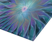 Blauwe Paarse bloem Abstracte fractale kunst Snijplank (Hoek)