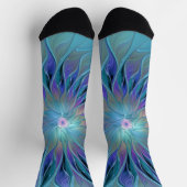 Blauwe Paarse bloem Abstracte fractale kunst Sokken (Top)