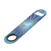 Blauwe Paarse bloem Abstracte fractale kunst Speed Flessenopener (Achterkant Gekanteld)