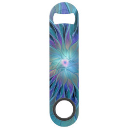 Blauwe Paarse bloem Abstracte fractale kunst Speed Flessenopener