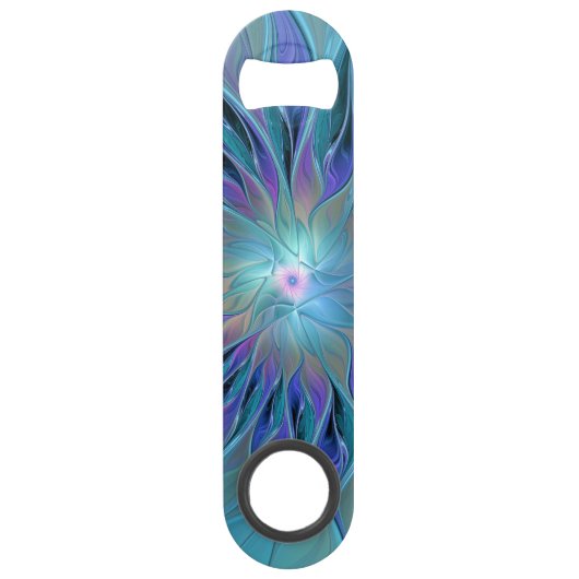 Blauwe Paarse bloem Abstracte fractale kunst Speed Flessenopener (Voorkant)