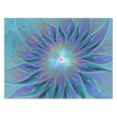 Blauwe Paarse bloem Abstracte fractale kunst Tafelkleed (Voorkant (Horizontaal))