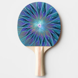 Blauwe Paarse bloem Abstracte fractale kunst Tafeltennisbatje