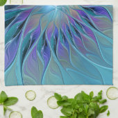 Blauwe Paarse bloem Abstracte fractale kunst Theedoek (Gevouwen)