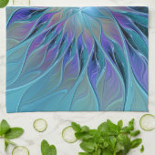 Blauwe Paarse bloem Abstracte fractale kunst Theedoek (Gevouwen)