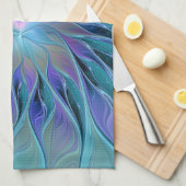 Blauwe Paarse bloem Abstracte fractale kunst Theedoek (Quarter Fold)