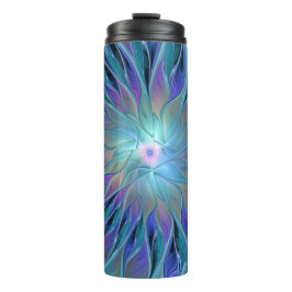 Blauwe Paarse bloem Abstracte fractale kunst Thermosbeker