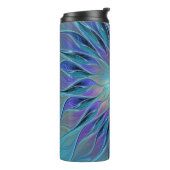 Blauwe Paarse bloem Abstracte fractale kunst Thermosbeker (Gedraaid links)