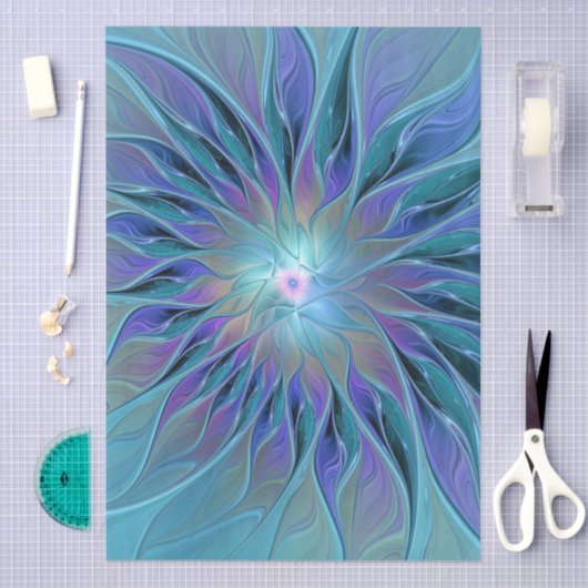 Blauwe Paarse bloem Abstracte fractale kunst Tissuepapier (Craft)