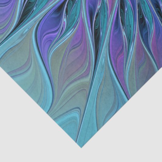 Blauwe Paarse bloem Abstracte fractale kunst Tissuepapier (Detail)