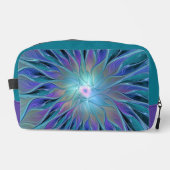 Blauwe Paarse bloem Abstracte fractale kunst Toilettasje (Voorkant)
