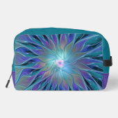 Blauwe Paarse bloem Abstracte fractale kunst Toilettasje (Achterkant)