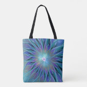 Blauwe Paarse bloem Abstracte fractale kunst Tote Bag (Achterkant)