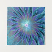 Blauwe Paarse bloem Abstracte fractale kunst Wandkleed (Voorkant)