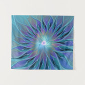 Blauwe Paarse bloem Abstracte fractale kunst Wandkleed (Voorkant (horizontaal))