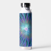 Blauwe Paarse bloem Abstracte fractale kunst Waterfles (Links)