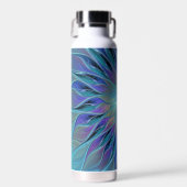 Blauwe Paarse bloem Abstracte fractale kunst Waterfles (Voorkant)