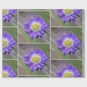 blauwe paarse bloem cadeaupapier (Vlak)