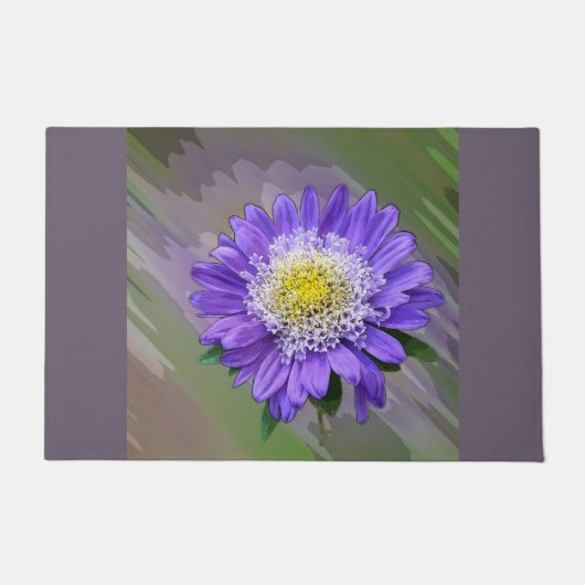 blauwe paarse bloem deurmat (Voorkant)