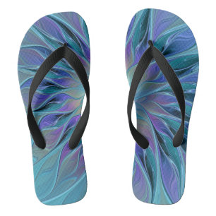 Blauwe Paarse Bloem Droom Abstracte Fractale Kunst Teenslippers