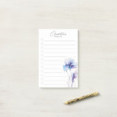 Blauwe Paarse bloem gepersonaliseerde to-do lijst Post-it® Notes (Op bureau)