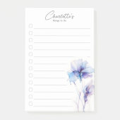 Blauwe Paarse bloem gepersonaliseerde to-do lijst Post-it® Notes (Voorkant)