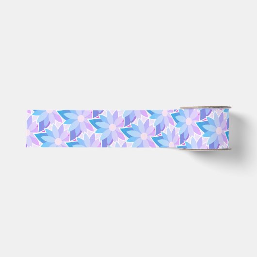 Blauwe Paarse Bloem Grosgrain Lint (Voorkant)
